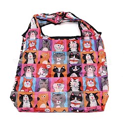 Портативная сумка для покупок из экологически чистого полиэстера, складная сумка для покупок, рисунок кошки, 63~64x43~44x0.05 см