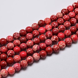 Hilos de cuentas de jaspe imperial natural, redondo, teñido, de color rojo oscuro, 8mm, agujero: 1 mm, aproximamente 48 pcs / cadena, 15.7 pulgada