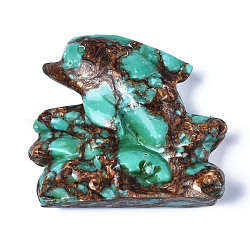 Delfino assemblato bronzite naturale e ornamento modello diaspro acqua terra sintetica, per decorazioni da scrivania per la casa, 57~64x61~73x19~23mm