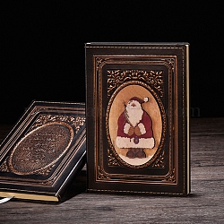 Cahier en cuir pu gaufré 3d, pour les fournitures de bureau scolaire, a5 journal de modèle de père noël de noël, cuivre rouge, 215x145mm