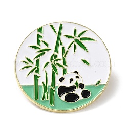 Panda mit Bambus-Emaille-Pins, Cartoon-Abzeichen aus goldener Zinklegierung für Rucksackkleidung, grün, 35x1.5 mm