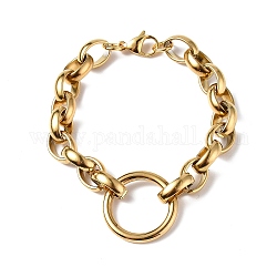 Вакуумное покрытие 304 кольцо из нержавеющей стали и браслеты с овальными звеньями для женщин и мужчин, золотые, 7-7/8 дюйм (20 см)