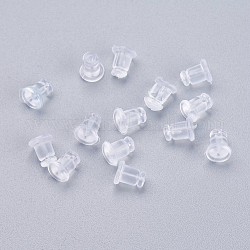 Silicone Ear Nuts, Earring Backs, Clear, 6x5mm, Hole: 0.7mm, about 500pcs/bag