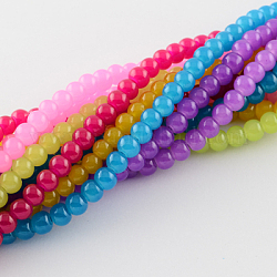 Imitation Jade Glass Beads Strands, Spray Painted, Round, Mixed Color, 14mm, Hole: 1.3~1.6mm, about 57pcs/strand, 31.4 inch