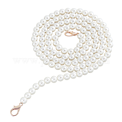 Cadenas de correa de bolso de perlas de imitación de plástico abs, con broches de aleación, para accesorios de reemplazo de correas de bolsa, blanco antiguo, 125 cm, abalorios: 10 mm, 2 unidades / caja