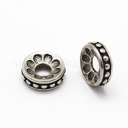 Brass Spacer Beads, Cadmium Free & Nickel Free & Lead Free, Flat Round, Thailand Sterling Silver Plated, 7x2mm, Hole: 2.5mm