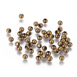 Perlas de espaciador de hierro, redondo, sin níquel, Bronce antiguo, 4mm, agujero: 1.5 mm