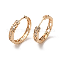 Brass Micro Pave Cubic Zirconia Hoop Earrings, Hollow Bowknot, Light Gold, 25x4mm