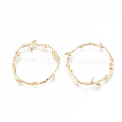 Brass Linking Rings, Metal Connector for DIY Jewelry Making, Branch, Nickel Free, Real 18K Gold Plated, 32.5x31x3mm