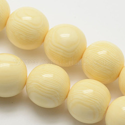 Imitation Amber Resin Round Bead Strands for Buddhist Jewelry Making, Bisque, 16mm, Hole: 1mm, about 25pcs/strand, 15.75 inch