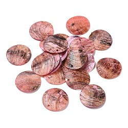 Anhänger aus sprühlackierter natürlicher Akoya-Muschel, Mutter der Muschel, flache runde Charme, rosa, 20.5x1~3 mm, Bohrung: 1.5 mm