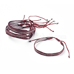Bracelets de perles tressées réglables unisexes, avec des billes en acier inoxydable, rouge, 1-3/4 pouce ~ 3 pouces (4.5~7.5 cm)