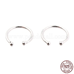 925 orecchini a polsino in argento sterling rodiato, anello con rotondo, platino, 12x1mm
