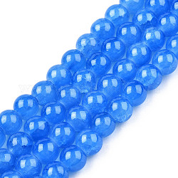 Baking Painted Crackle Glass Bead Strands, Round, Royal Blue, 6mm, Hole: 1.3~1.6mm, about 133pcs/strand, 31.4 inch