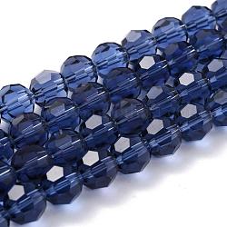 Imitación de cuentas de cristal austríaco, aaa grado, facetado (32 facetas) redondo, acero azul, 10mm, agujero: 0.9~1 mm, aproximamente 40 pcs / cadena, 15.7 pulgada