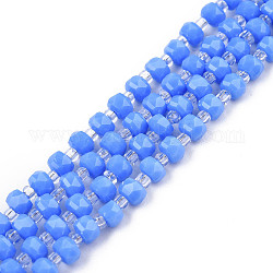 Chapelets de perles en verre opaque de couleur unie, abaque, bleuet, 4x3mm, Trou: 0.8mm, Environ 146~150 pcs/chapelet, 24.41 pouce ~ 25.2 pouces (62~64 cm)