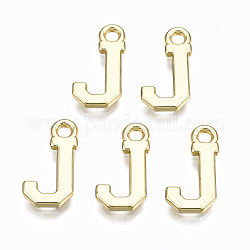Alloy Charms, Cadmium Free & Nickel Free & Lead Free, Alphabet, Real 16K Gold Plated, Letter.J, 14x7x1mm, Hole: 1.6mm