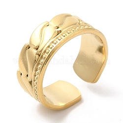 304 anello per polsino aperto testurizzato in acciaio inossidabile per donna, vero placcato oro 14k, misura degli stati uniti 7 1/4 (17.5mm)