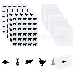 Olycraft 8 fogli 4 stili adesivo autoadesivo impermeabile in pvc, decalcomanie dei cartoni animati per la decorazione di carte regalo, con segnaposti da tavolo in carta da 60 pezzo, animali, nero, adesivo autoadesivo: 165x140x0.2 mm, adesivo: 25x25mm, 2 fogli / stile