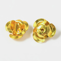 Perline in alluminio fiore, oro, 7x4mm, Foro: 1 mm
