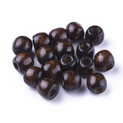 Perline in legno di acero naturale tinto, barile,  piombo libero, marrone, 11x12mm, Foro: 3~5 mm, circa 1800pcs/1000g