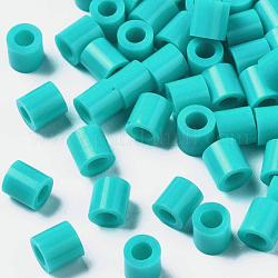 PE Fuse Beads, DIY Melty Beads, Tube, Medium Turquoise, 5x5mm, Hole: 3mm