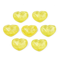 Cabochon in resina trasparente, increspatura dell'acqua, cuore, giallo, 17x21x7.5mm