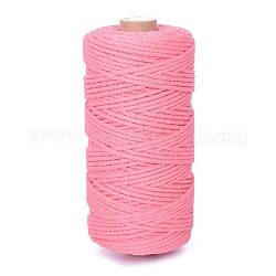 Cordón trenzado de algodón redondo de 100m., para manualidades de bordado de borlas hechas a mano, color de rosa caliente, 3mm, alrededor de 109.36 yarda (100 m) / rollo