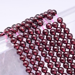 Mosambik Import Grade AA Granat runde Perlenstränge, 5 mm, Bohrung: 1 mm, ca. 75 Stk. / Strang, 15 Zoll