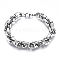 201 pulsera de cadena de cuerda de acero inoxidable para hombres y mujeres., color acero inoxidable, 9-1/4 pulgada (23.5 cm)