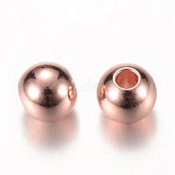 Brass Spacer Beads, Round, Rose Gold, 4x3.5mm, Hole: 1.5mm
