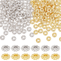 Benecreat 160 pièce de perles d'espacement en alliage de 2 couleurs, Plaqué longue durée, fleur, platine et d'or, 4.8x1.5mm, Trou: 1.2mm, 80 pcs / couleur