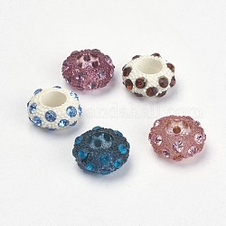 Mixed Color Rondelle Resin Rhinestone Large Hole European Beads, 12x6mm, Hole: 5mm