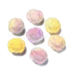 Perles de résine à changement de lumière, perles de fleurs de camélia, jaune, 18x19.5x11.5mm, Trou: 2mm, environ 270 pcs/500 g