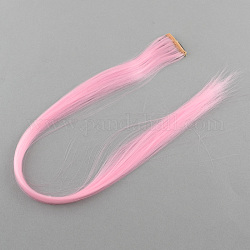 Accesorios para el cabello de las mujeres de moda, pinzas para el cabello broche de hierro, con pelucas de pelo de nylon, rosa perla, 47 cm