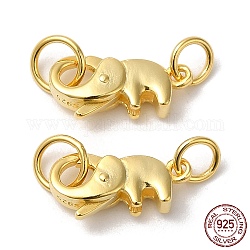 925 cierre de mosquetón de plata de ley con anillas., elefante con 925 sello, dorado, 7x14x4.5mm