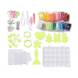 DIY 24 Colors 4800Pcs 4mm PVA Round Water Fuse Beads Kits for Kids, Including Scraper Knife, Spray Bottle, Pattern Paper, Pen and Template, Keychain & Accessories Making