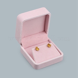Samtbox, für Ohrring-Box, Viereck, Perle rosa, 7x7x3.5 cm