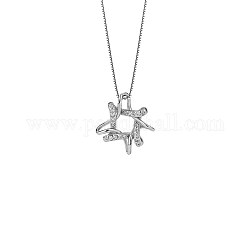 Ожерелье с подвеской из стерлингового серебра с цветком 925 для женщин, с кубического циркония, прозрачные, платина