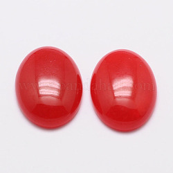 Dyed Oval Natural Jade Cabochons, Red, 30x22x7mm