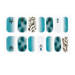 Adesivi per unghie con copertura totale, autoadesiva, per le decorazioni delle punte delle unghie, verde acqua, 24x8mm, 14pcs / scheda