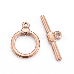 Ионное покрытие (ip) 304 тумблер из нержавеющей стали, кольцо, розовое золото , Кольцо: 18x14x3 mm, отверстие : 1.5 мм, бар: 23.5x7x3, отверстие : 1.8 мм