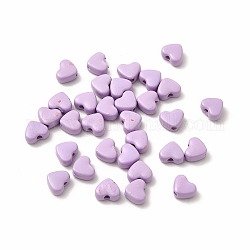 Perles en alliage peintes à la bombe coeur, Sans cadmium & sans nickel & sans plomb, lilas, 5x6x3mm, Trou: 1.2mm