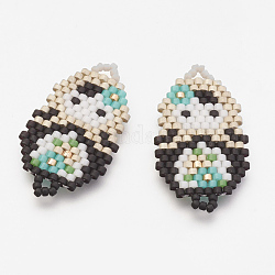 Liens de perles de rocaille japonaises miyuki & toho, motif fille, noir, 30x17x2mm, Trou: 1~2mm