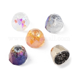 Perles en verre electroplate, couleur ab , facettes demi-rond, couleur mixte, 10.5x9mm, Trou: 1.5mm
