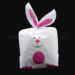 Bunny Plastic Candy Bags, Rabbit Ear Bags, Gift Bags, Two-Side Printed, Hot Pink, 28~30x15.5cm
