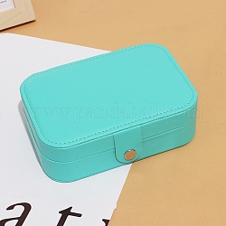 Imitation Leather Jewelry Storage Bag with Snap Fastener, for Bracelet, Necklace, Earrings, Rectangle, Medium Turquoise, 16.5x11.5x5cm