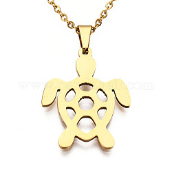 201 Stainless Steel Pendants Necklaces, with Cable Chains and Lobster Claw Clasps, Turtle, Golden, 17.71 inch(45cm), 1.5mm