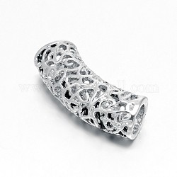 Zinc Alloy Hollow Tube Beads, Lead Free & Nickel Free, Real Platinum Plated, 26x8mm, Hole: 5.5mm