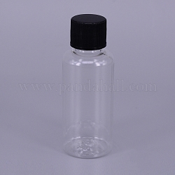 黒のスクリュートップキャップ付き30mlプラスチックジャー  詰め替え式ボトル  コラム  78x29.5mm